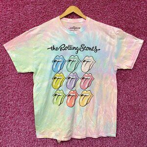 The Rolling Stones Hot Lips Pop Art Rock Pastel Tie Dye XL